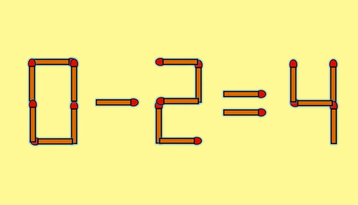 Imagine Stire Test IQ cu chibrituri | Mutați un singur băț, pentru a corecta 0 – 2 = 4 | 2review.ro