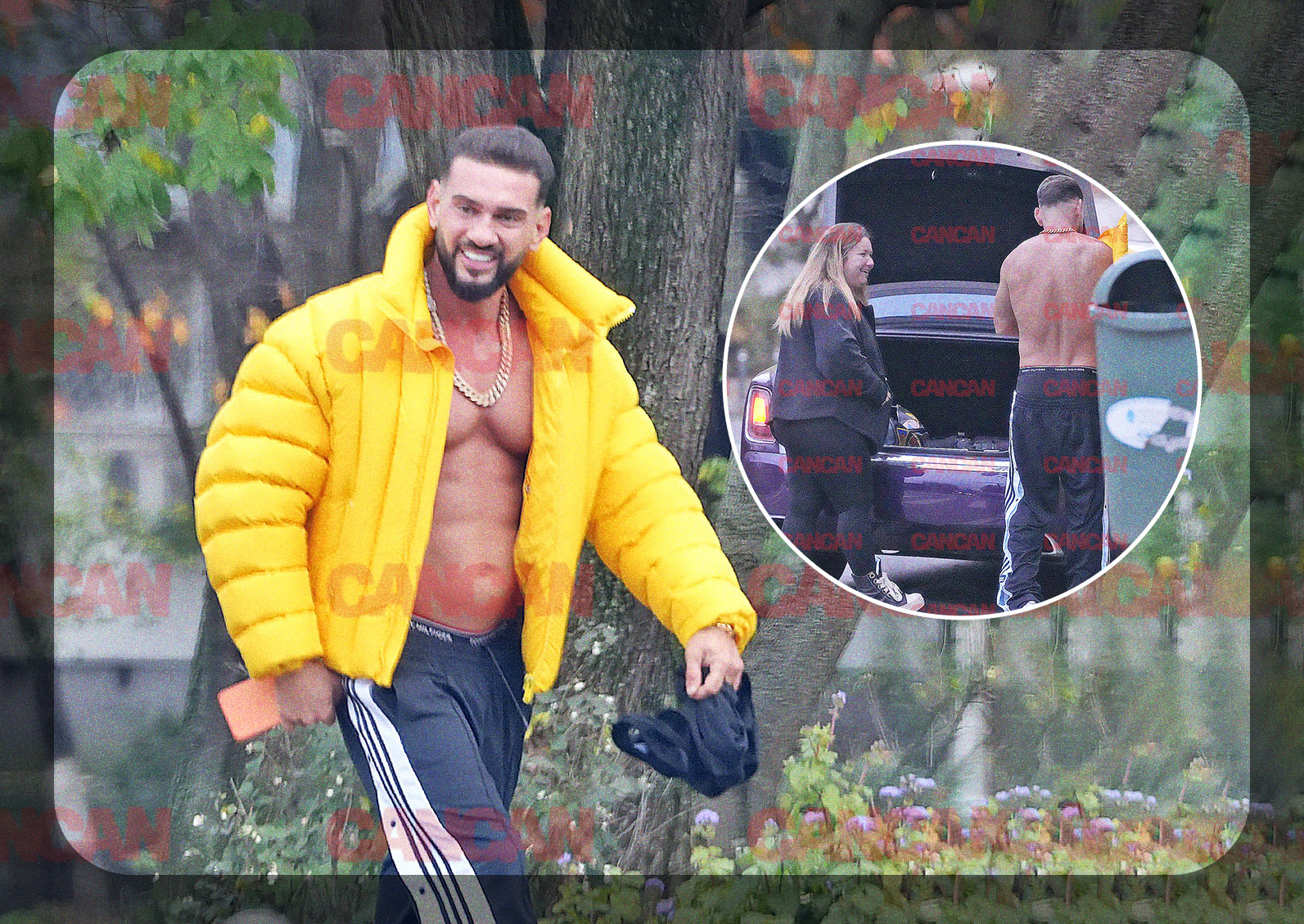 Dorian Popa la bustul gol, cu Rolls-ul „parcat artistic” pe trecere