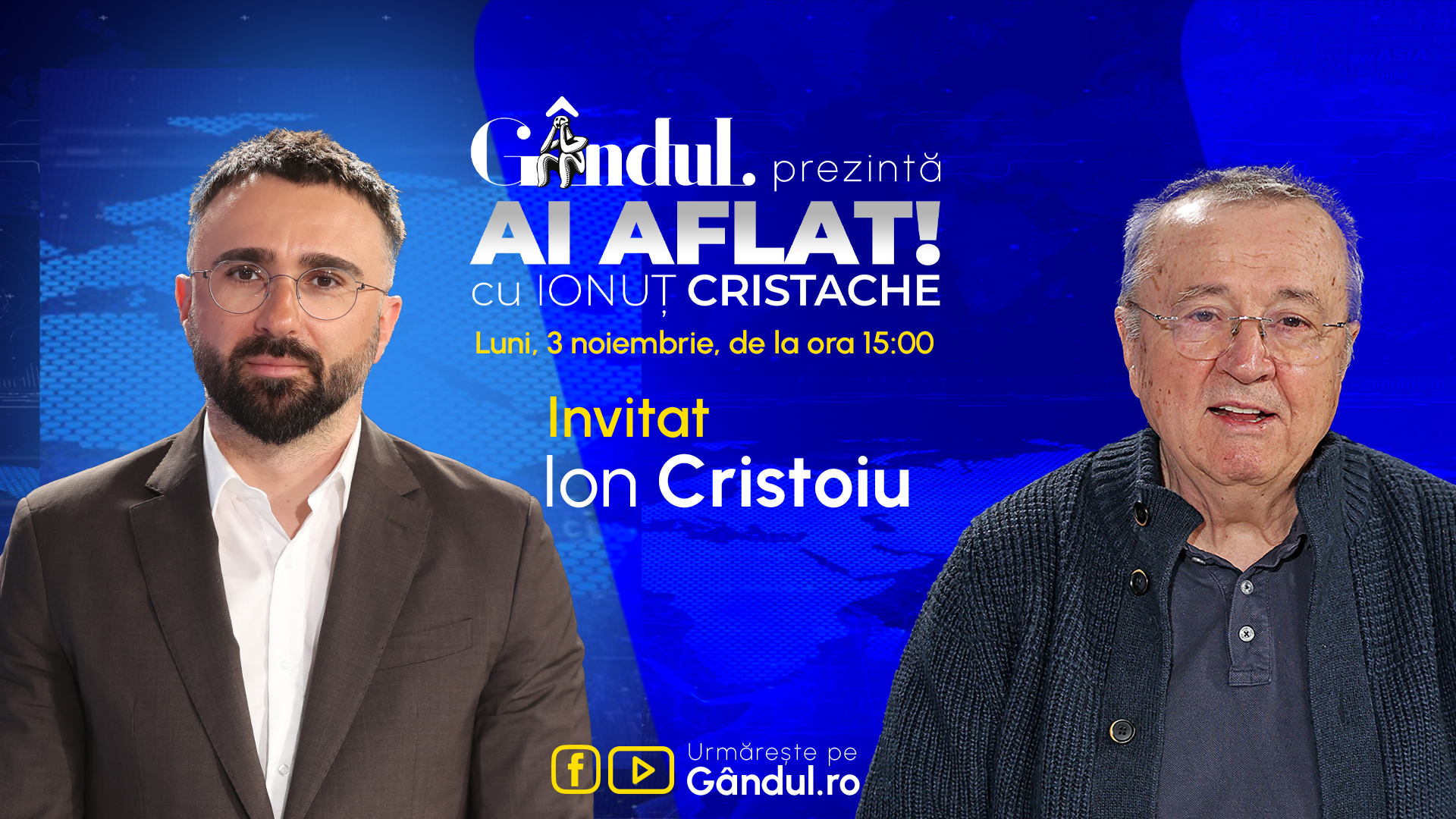 Emisiuni Gândul: Cristoiu și Stan pe 3 noiembrie