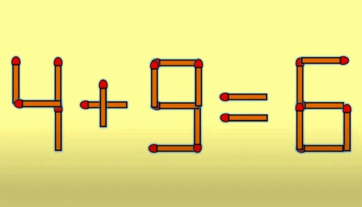 Imagine Stire Test IQ cu bețe de chibrit | Mută unul singur pentru a rezolva ecuația 4+9=6 | 2review.ro