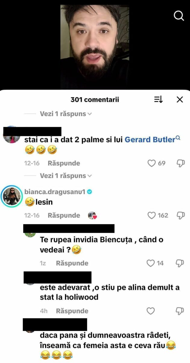 Reacția Biancăi Drăgușanu