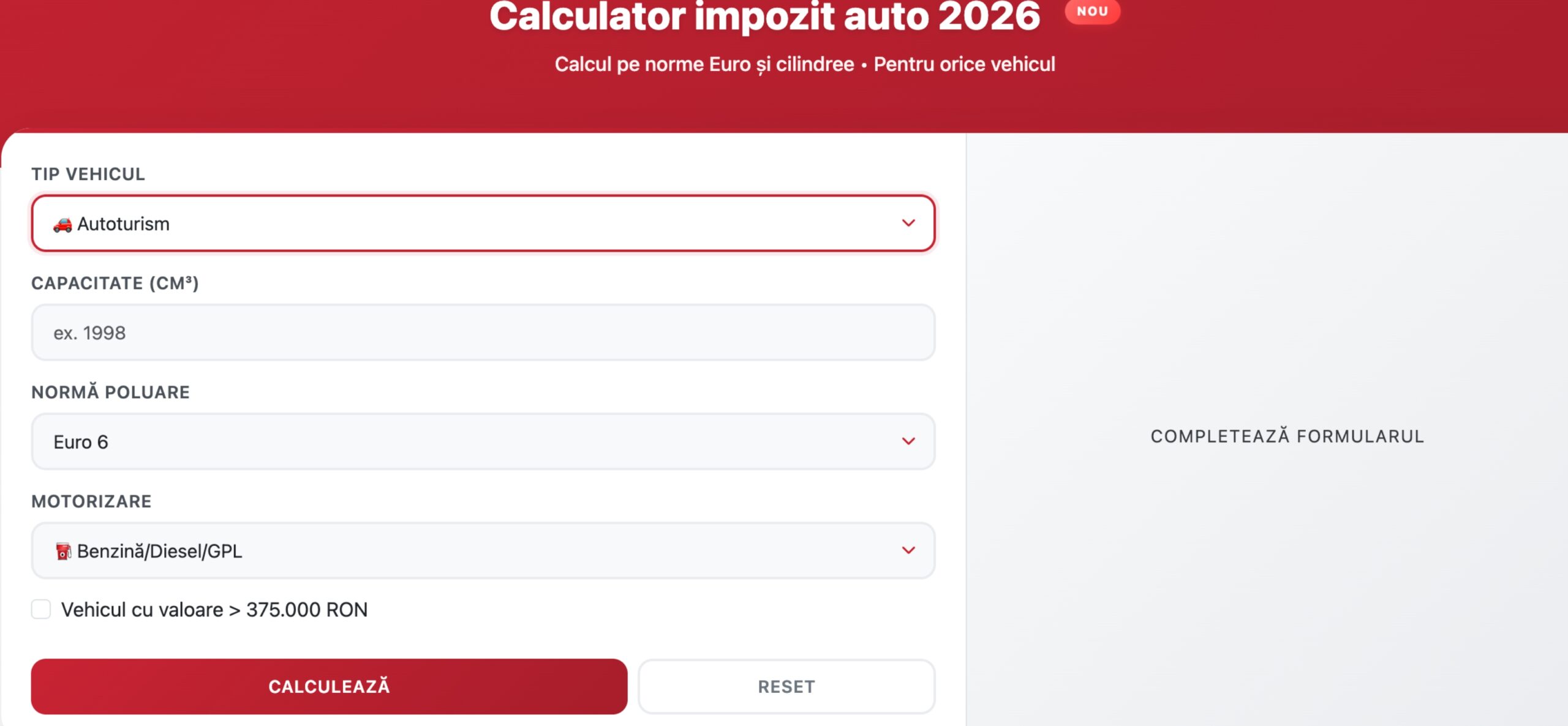 Calculator impozit auto online. Sursa foto: Impozit Auto
