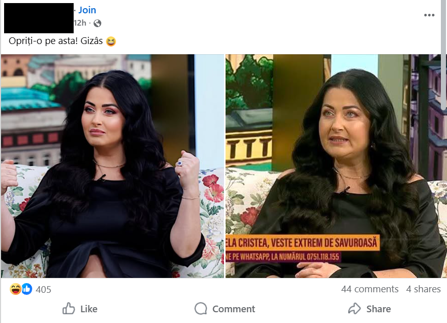 Postarea în care se observă diferențele. Sursă: Facebook