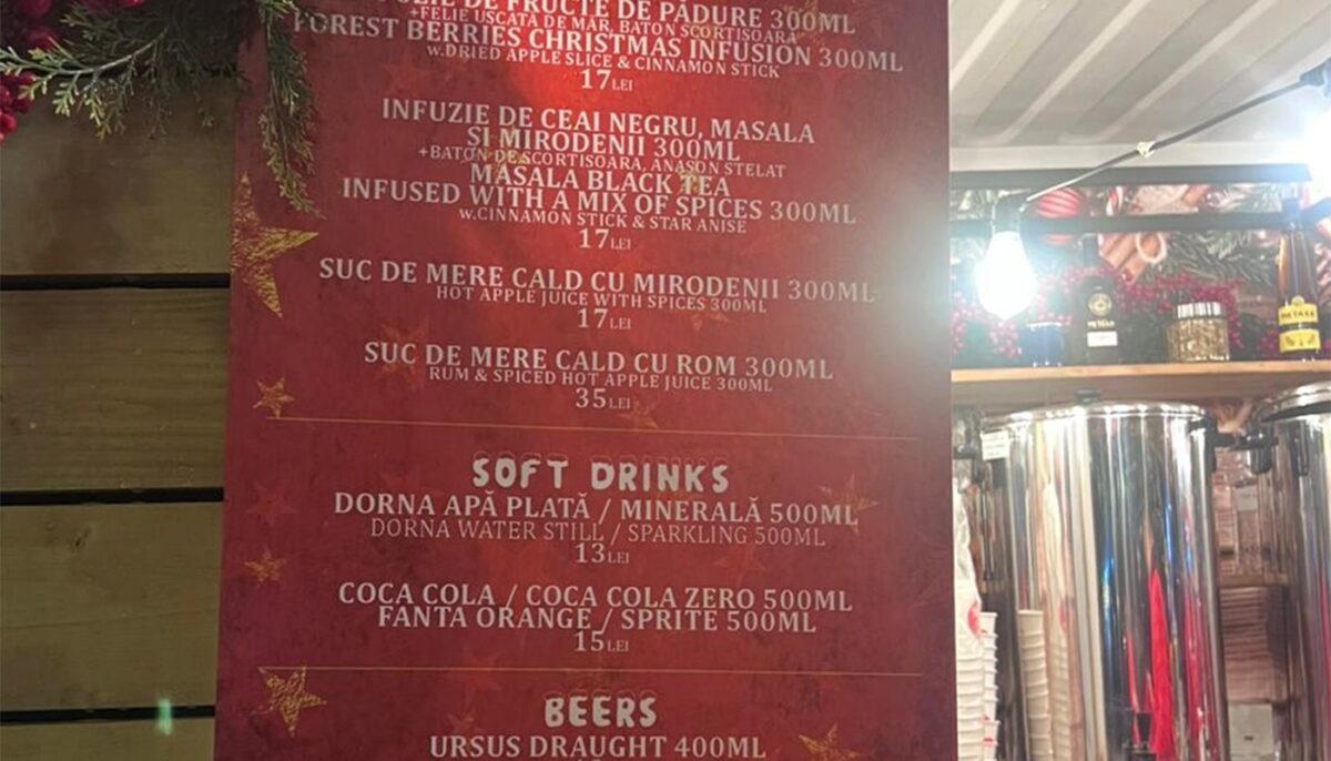 Cât costă o bere la draft, la Târgul de Crăciun din Piața Constituției. Foto: cancan