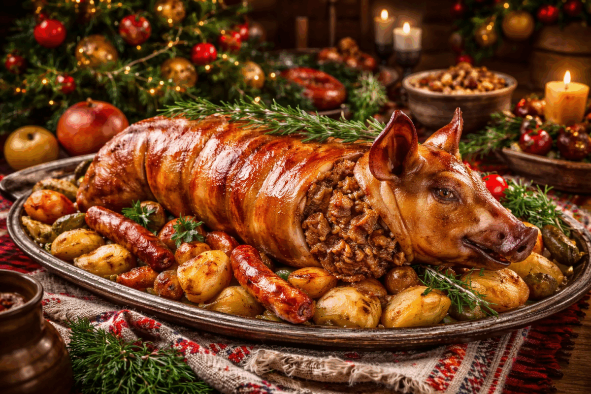 Imagine Stire Rețeta de purcel umplut a lui Radu Anton Roman. Mirosul îți încălzește sufletul! | 2review.ro