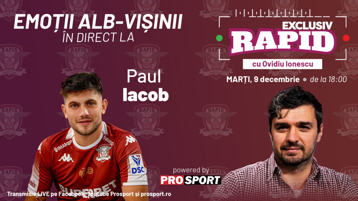 Imagine Stire Rapid e pe locul 1 în liga 1 înainte de meciurile cu Otelul și FCSB, iar Paul Iacob vine astăzi la „EXCLUSIV RAPID”, în direct pe YouTube – ProSport, de la 18:00 | 2review.ro