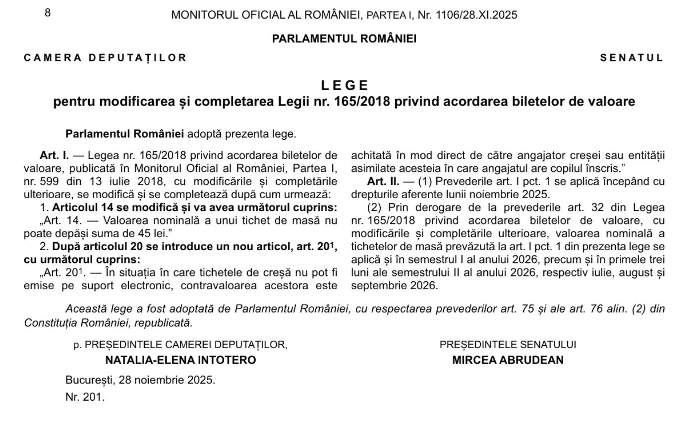 Lege modificare bonuri