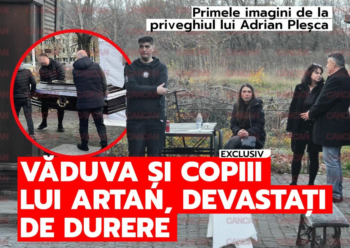 Primele imagini de la priveghiul lui Adrian Pleșca. Văduva și copiii lui Artan, devastați de durere