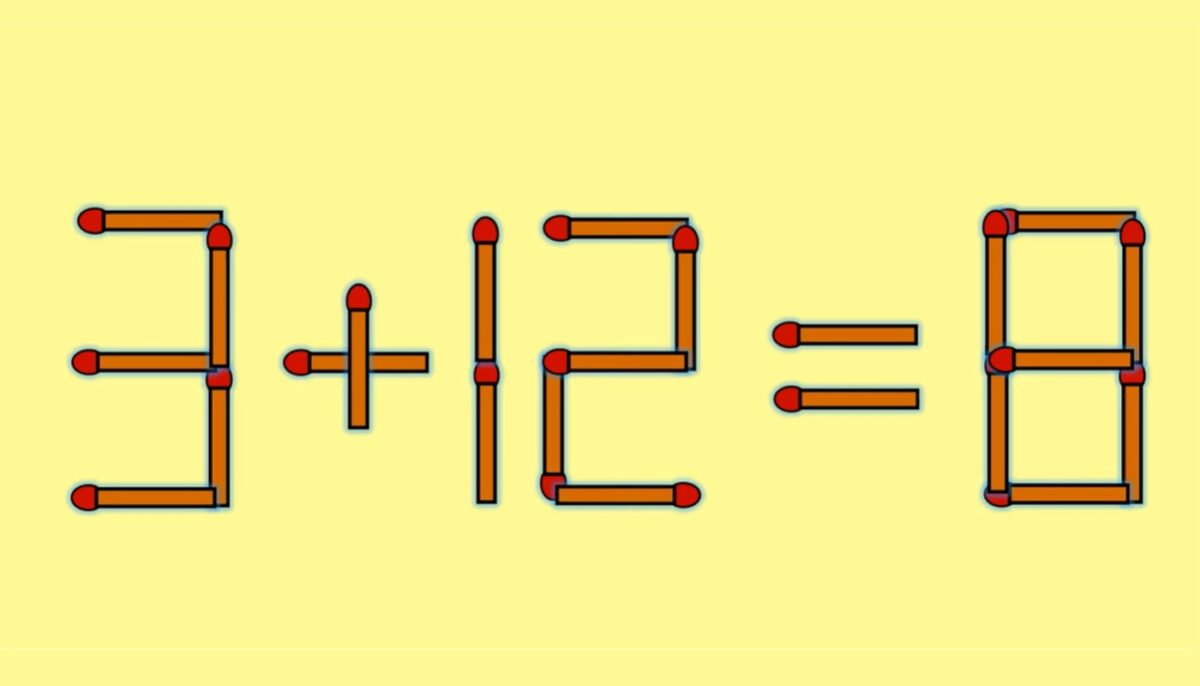 Imagine Stire Test IQ cu chibrituri | Mutați un singur băț, pentru a corecta 3 + 12 = 8 | 2review.ro