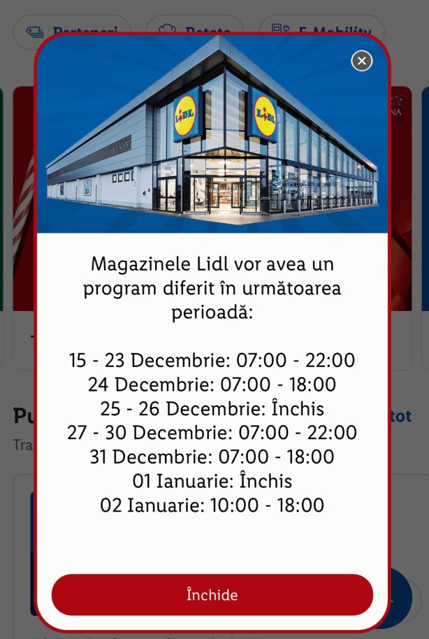 Program LIDL de Crăciun 2025. Când va fi închis magazinul în perioada 24-25-26 decembrie