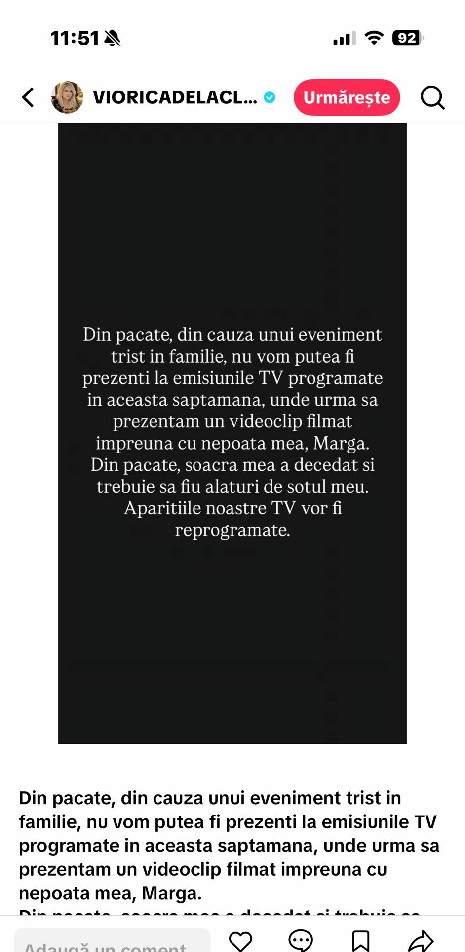 Viorica și Ioniță de la Clejani sunt în doliu/foto: TikTok 