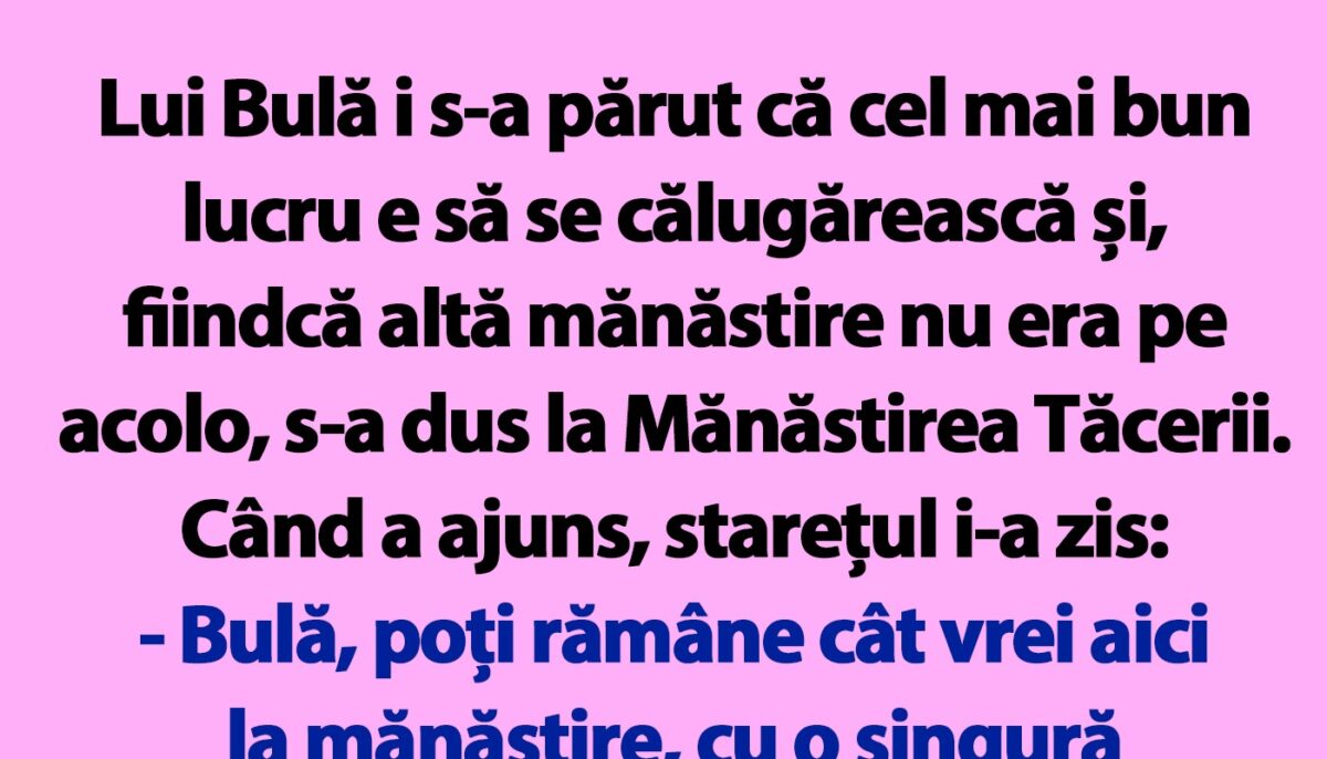 Imagine Stire BANC | „Bulă, poți rămâne cât vrei aici la mănăstire, cu o singură condiție” TEXT | 2review.ro