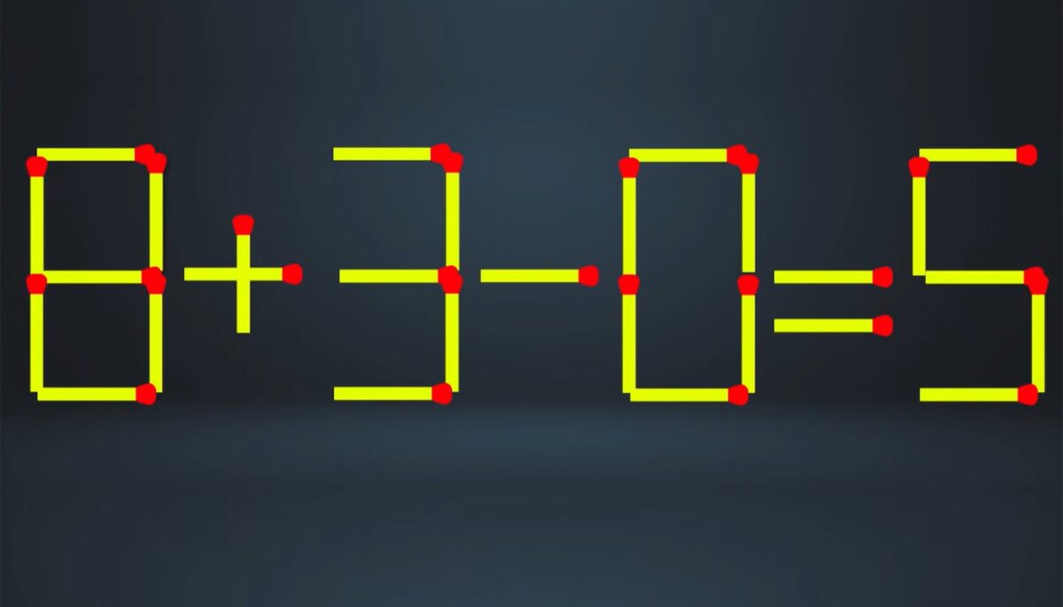 Imagine Stire Test IQ cu chibrituri | Mutați un singur băț, pentru a corecta 8 + 3 – 0 = 5 | 2review.ro