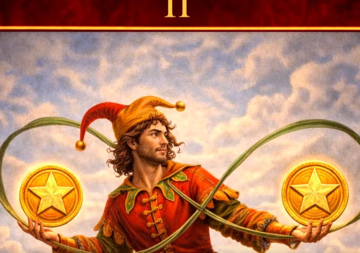 Cartea de Tarot a Zilei, 21 decembrie. Doi de Monede și testul echilibrului dintre bani, muncă și viața personală