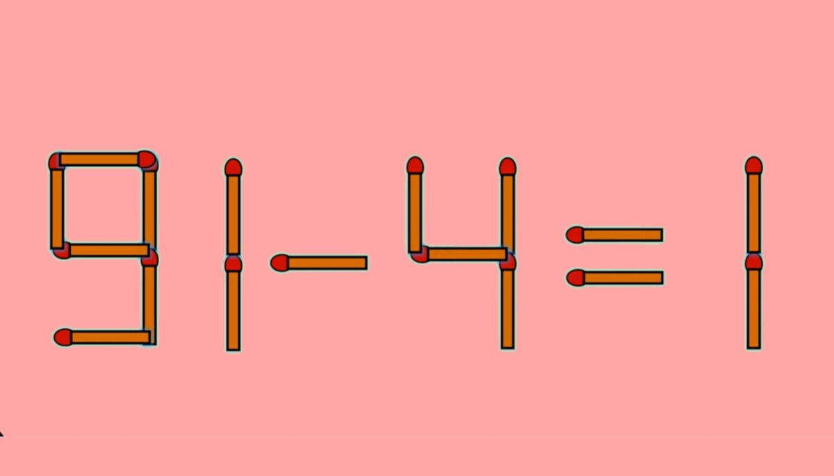 Imagine Stire Test IQ exclusiv pentru genii | Corectați 91 – 4 = 1, mutând un singur chibrit | 2review.ro