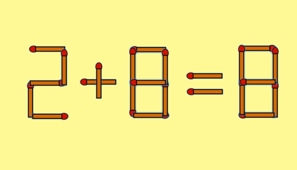 Imagine Stire Test IQ cu chibrituri | Mutați un singur băț, pentru a corecta 2 + 8 = 8 | 2review.ro