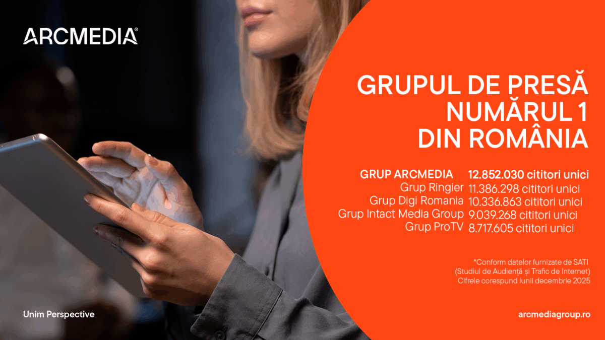 ARCMEDIA, nr. 1 detașat în clasamentul grupurilor de presă, la nivel național, în luna decembrie