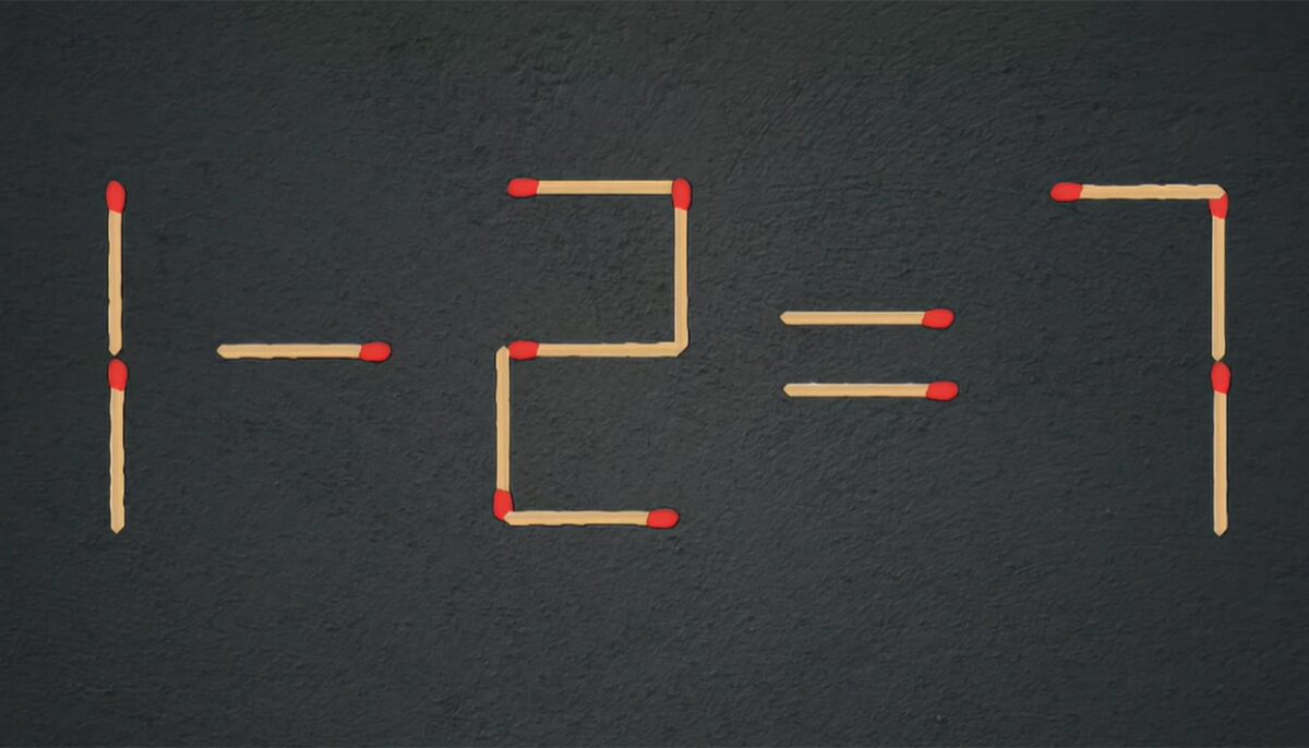 Imagine Stire Test IQ exclusiv pentru genii | 1-2=7 este greșit. Pentru a corecta egalitatea, mutați un singur chibrit | 2review.ro