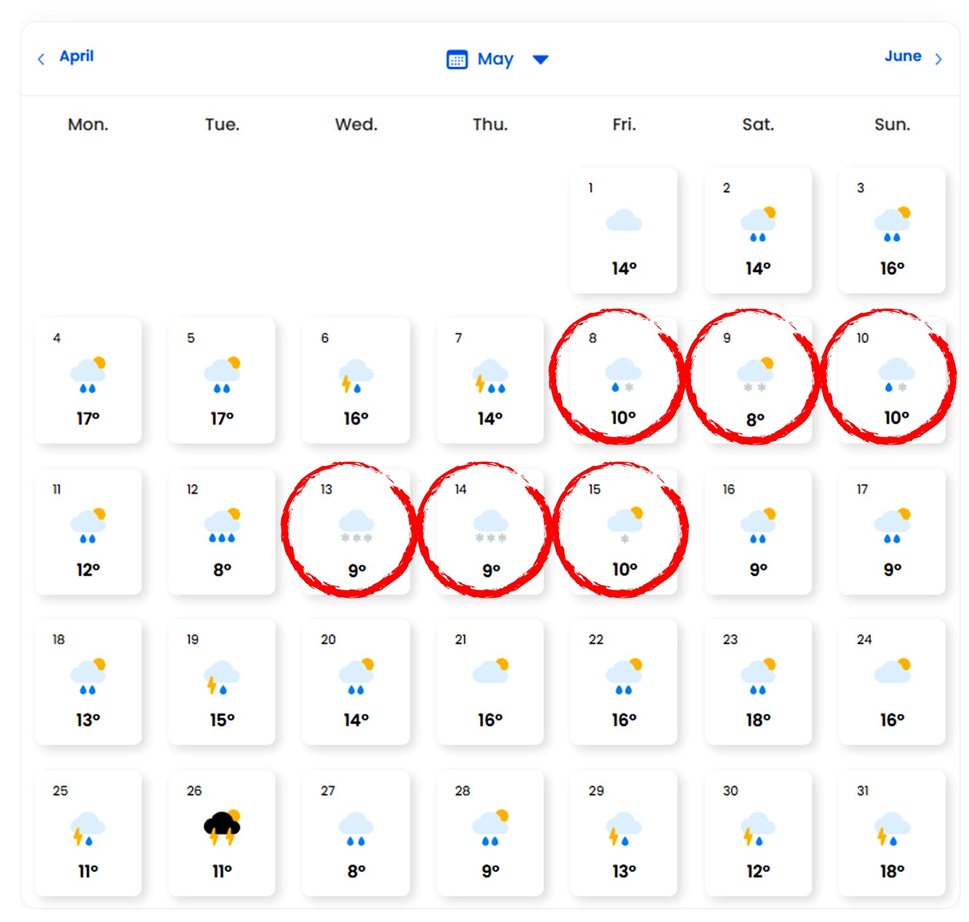 Orașele din România în care ninge 6 zile în luna mai