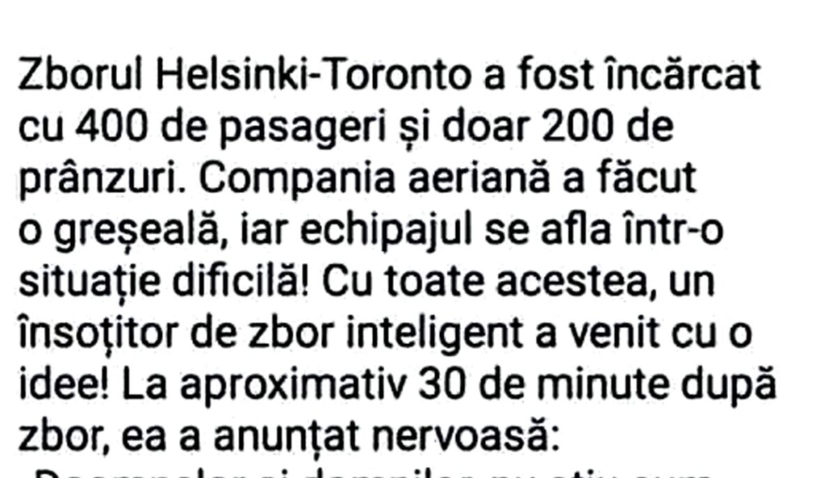 Imagine Stire BANCUL ZILEI | Probleme pe zborul Helsinki – Toronto | 2review.ro