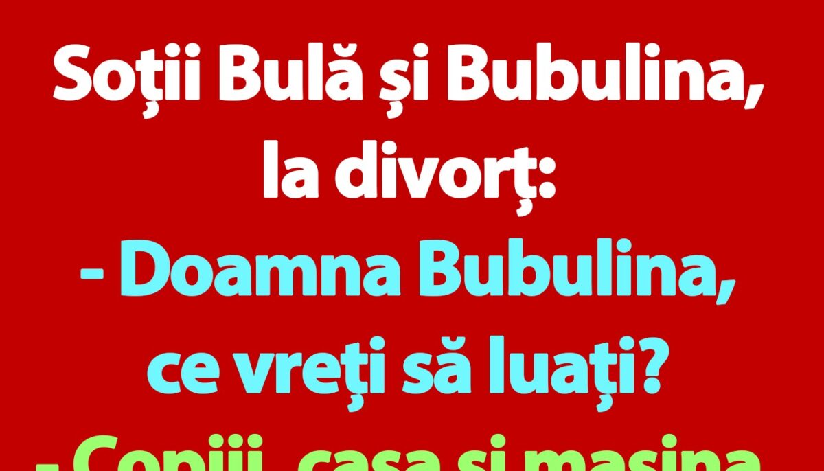 Imagine Stire BANC | Soții Bulă și Bubulina, la divorț | 2review.ro