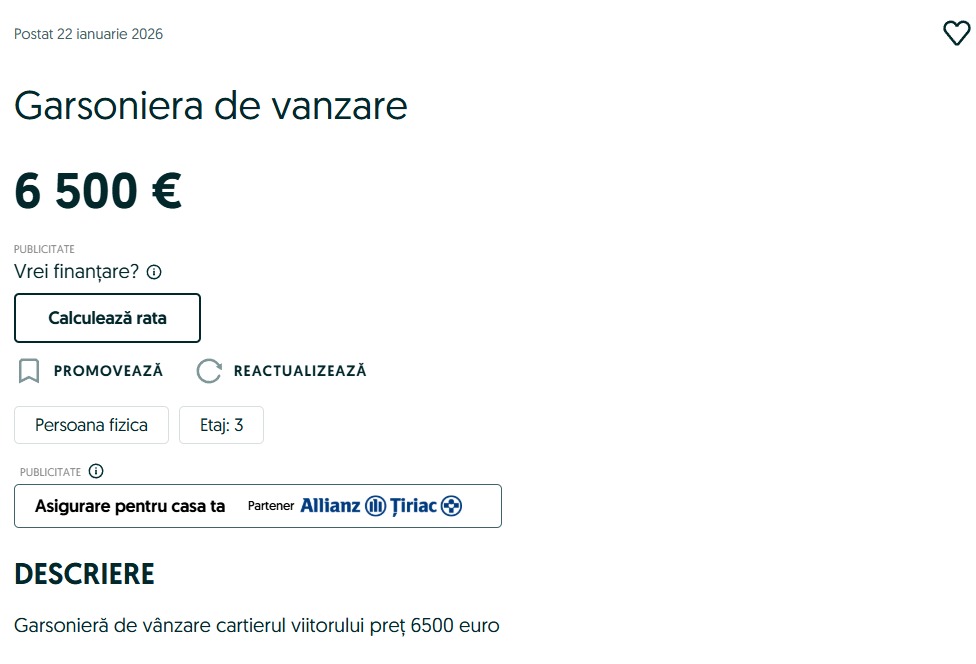 Garsonieră la doar 6.500 de euro. Orașul din România în care o poți cumpăra 