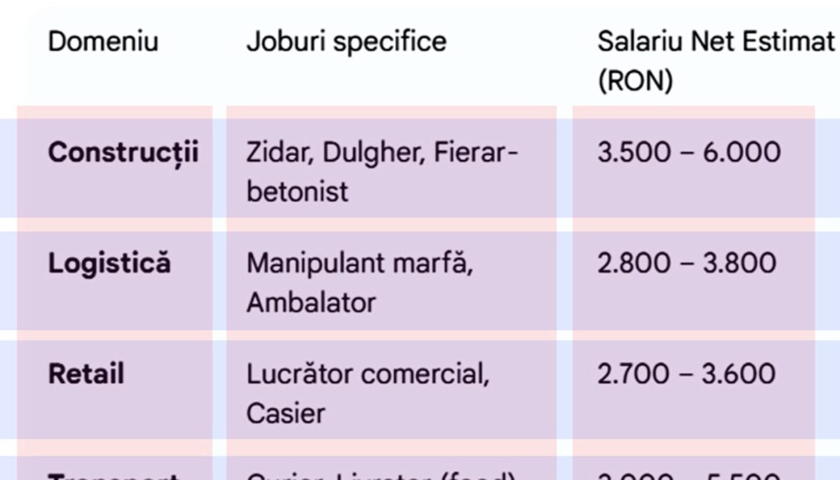 Ce job-uri poți avea în România fără 12 clase terminate. Ce salarii primești pentru ele, în 2026
