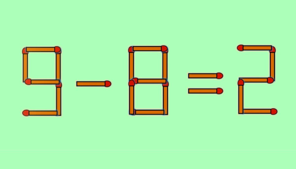 Imagine Stire Test IQ cu chibrituri | Corectați 9-8=2, mutând un singur băț | 2review.ro