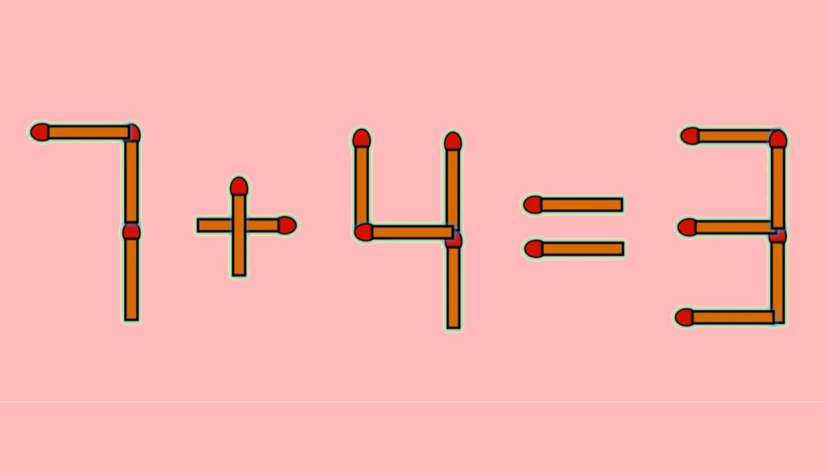 Imagine Stire Test IQ exclusiv pentru genii | 7 + 4 = 3 este greșit. Pentru a corecta egalitatea, mutați un singur chibrit | 2review.ro