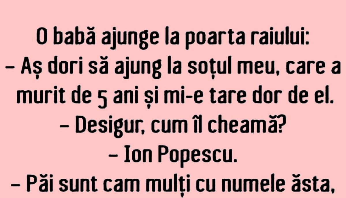 Imagine Stire Bancul începutului de săptămână | O bătrână își caută soțul la Poarta Raiului | 2review.ro