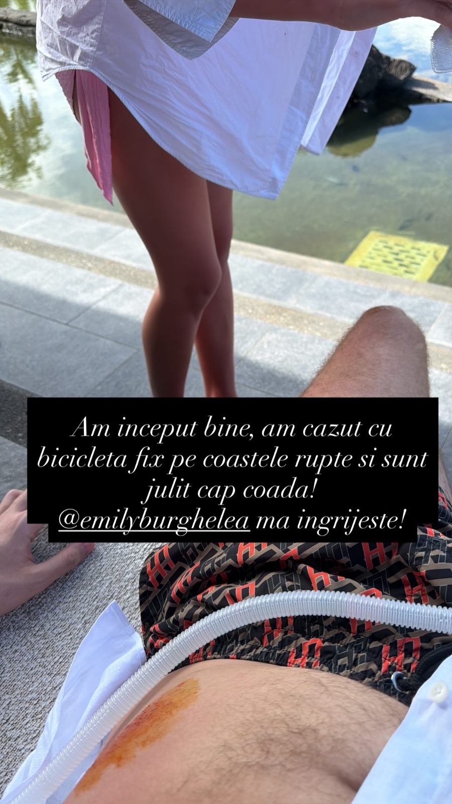 Andrei, soțul lui Emily, după accidentul cu bibicleta. SURSA FOTO: iubitul_lui_emily/Instagram.