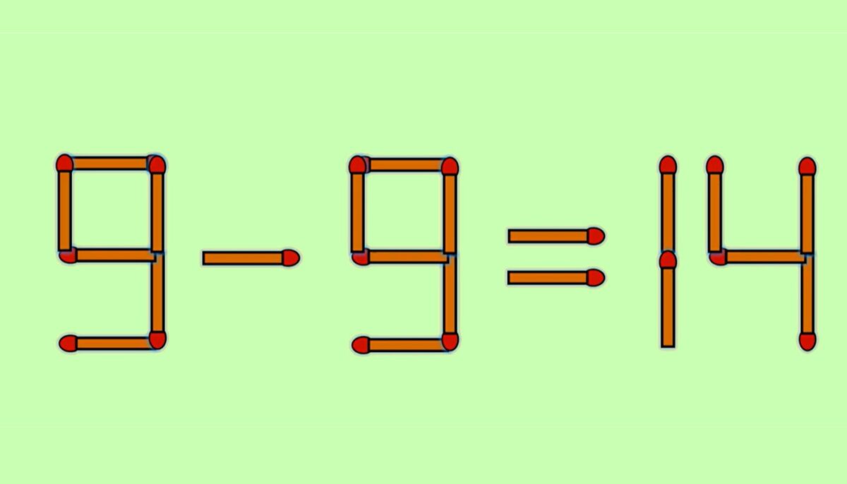 Imagine Stire Test IQ cu chibrituri | Corectați 9 – 9 = 14, mutând un singur băț | 2review.ro
