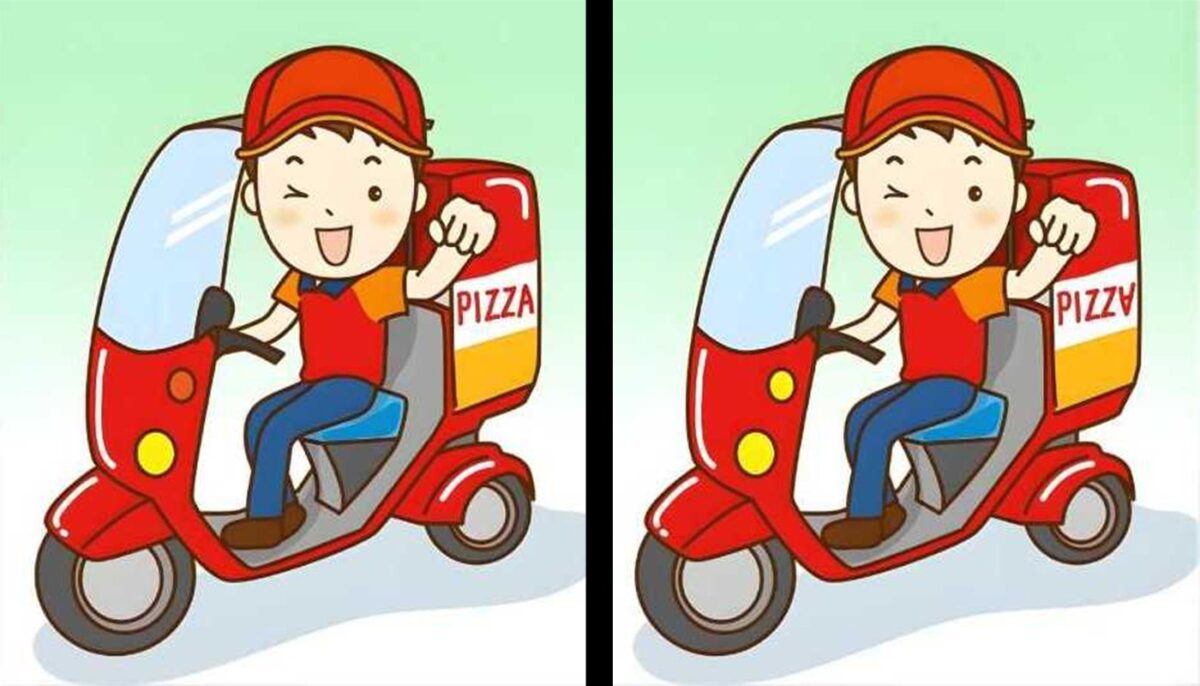 Imagine Stire Test de logică | Identificați toate cele 3 diferențe dintre acești doi livratori de pizza | 2review.ro