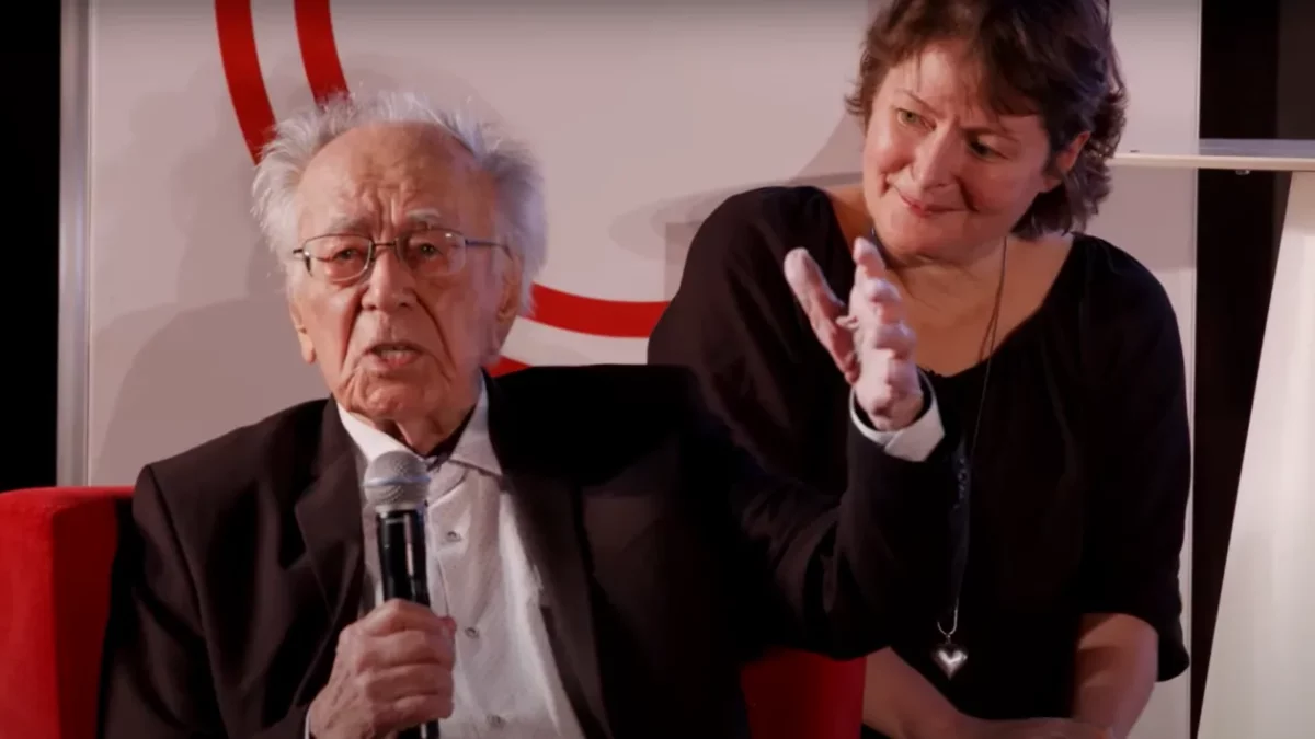 Mihai Șora și soția lui, Luiza Palanciuc. Sursă foto: Captură video