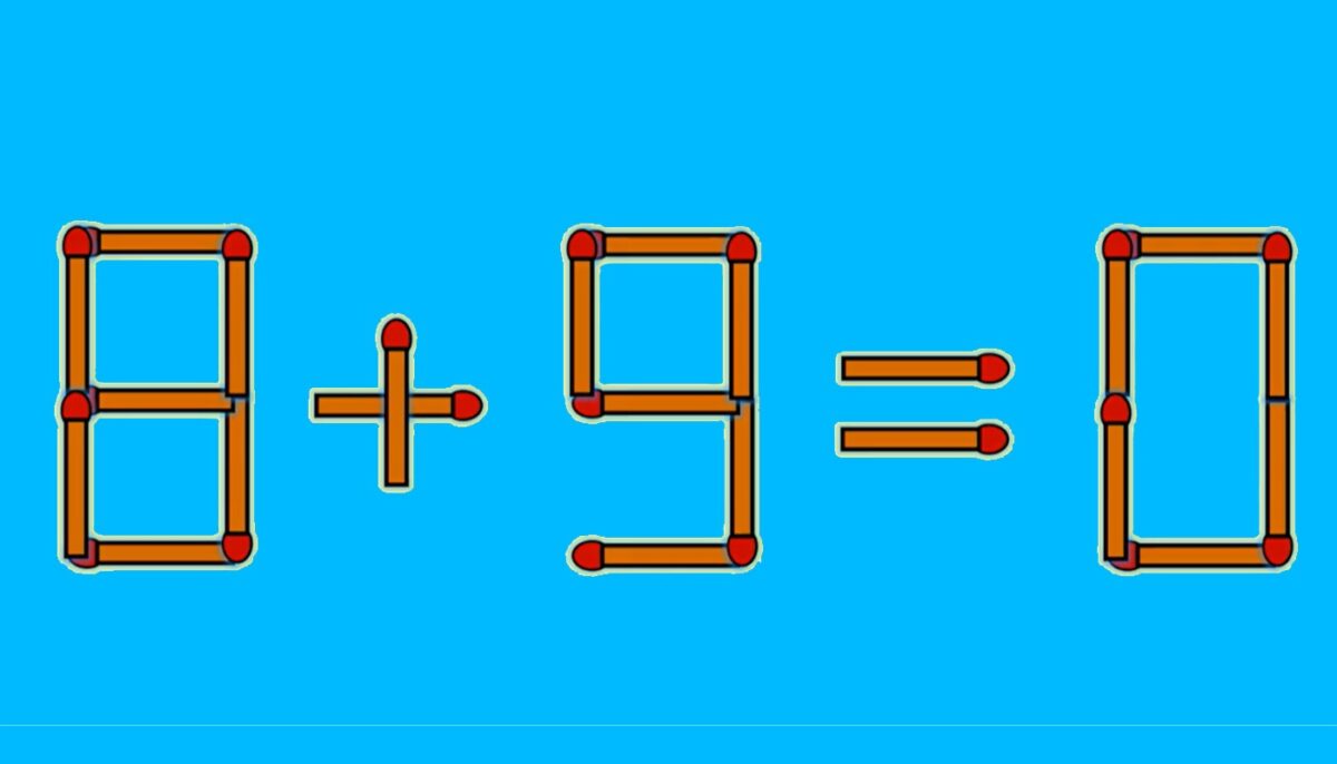 Imagine Stire Test de inteligență | Mutați un singur chibrit pentru a corecta 8 + 9 = 0 | 2review.ro