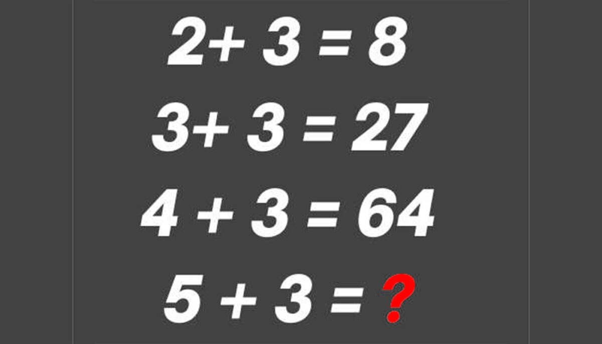 Test IQ pentru genii | Dacă 2+3=8, 3+3=27 și 4+3=64, cât este 5+3=?