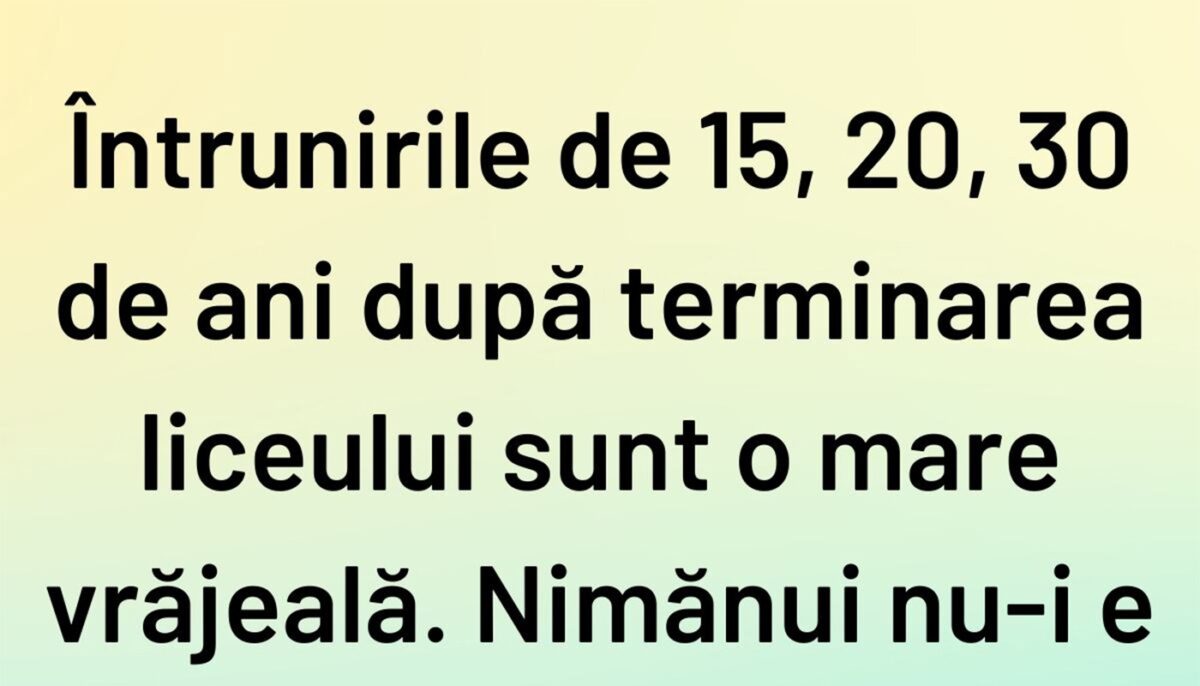 Imagine Stire BANC | Adevărul despre întrunirile de 15, 20 și 30 de ani după terminarea liceului | 2review.ro