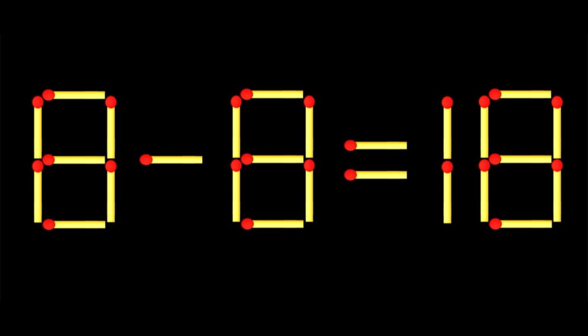 Imagine Stire Test IQ cu chibrituri | Corectați 8 – 8 = 18, mutând un singur băț | 2review.ro