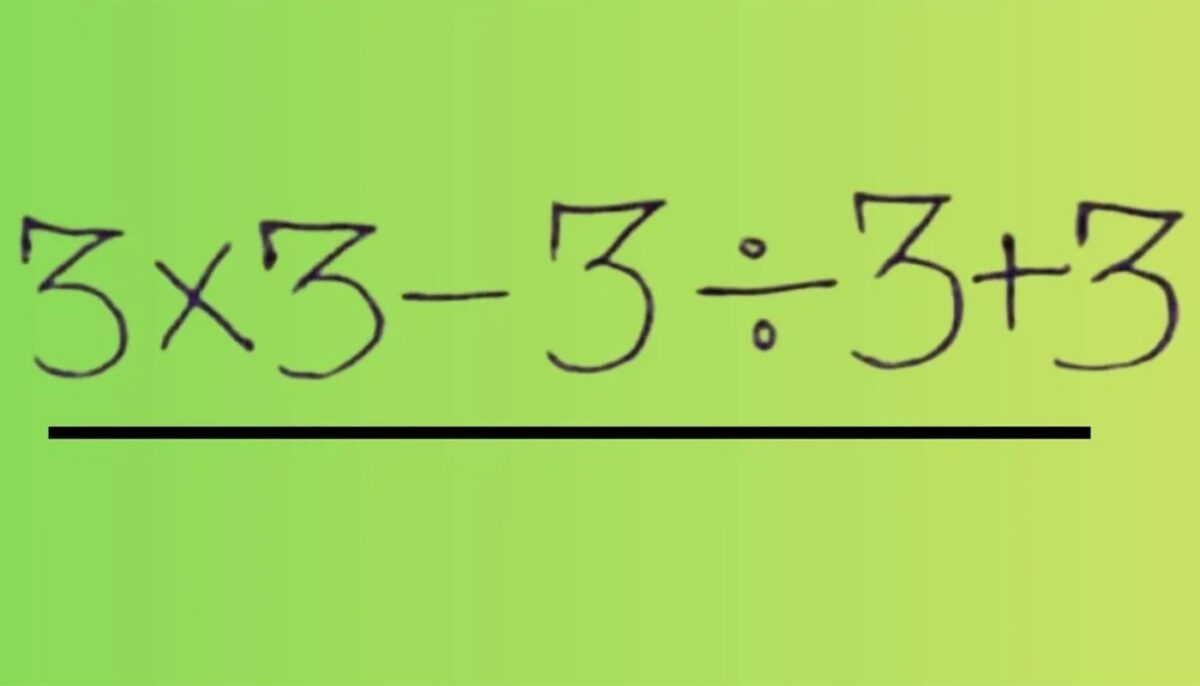 TEST IQ | Calculați în cap: 3 x 3 – 3 : 3 + 3 = ?