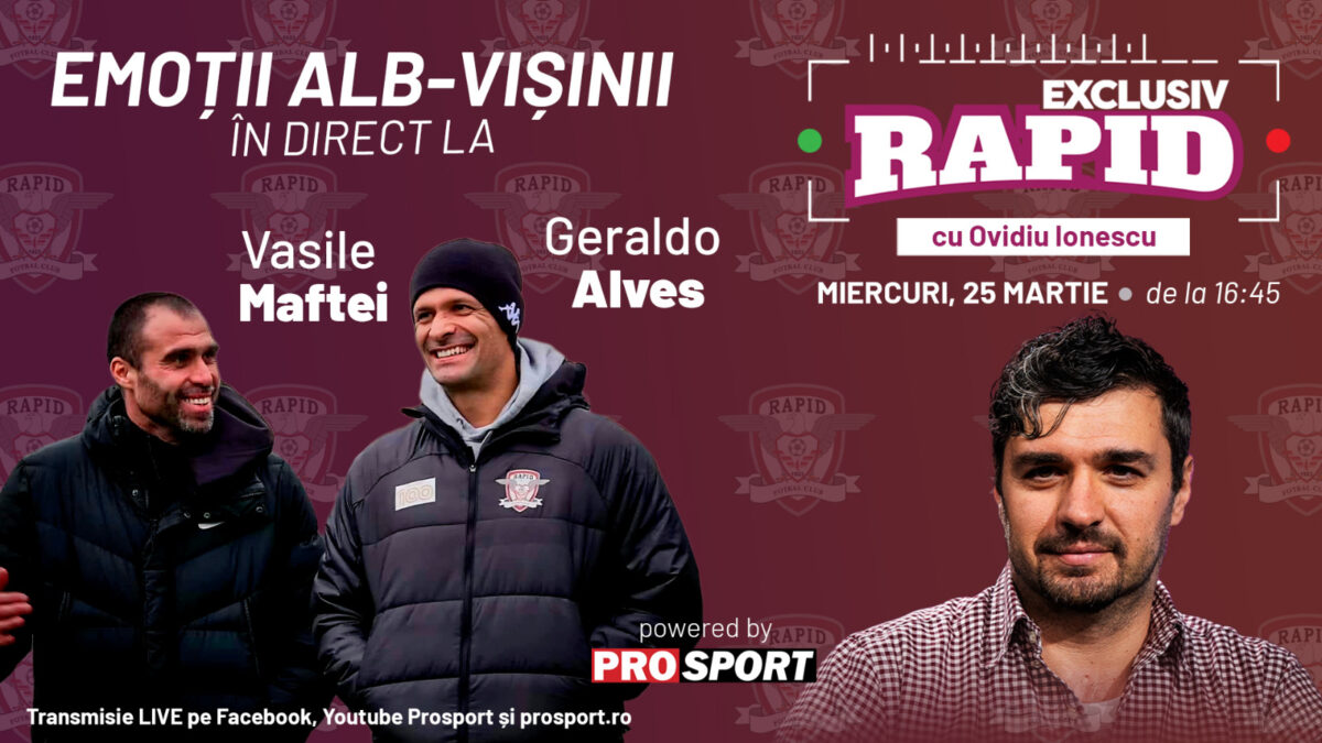 Imagine Stire Geraldo Alves si Vasile Maftei vin la „EXCLUSIV RAPID”, în direct pe YouTube ProSport | 2review.ro