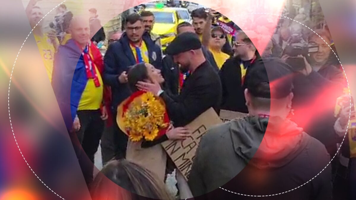 Imagine Stire Cerere inedită în căsătorie. Un român și-a cerut iubita de soție chiar la Istanbul, înaintea meciului Turcia-România | 2review.ro