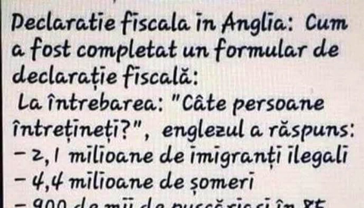 Bancul de weekend | Cum completează englezii declarațiile fiscale