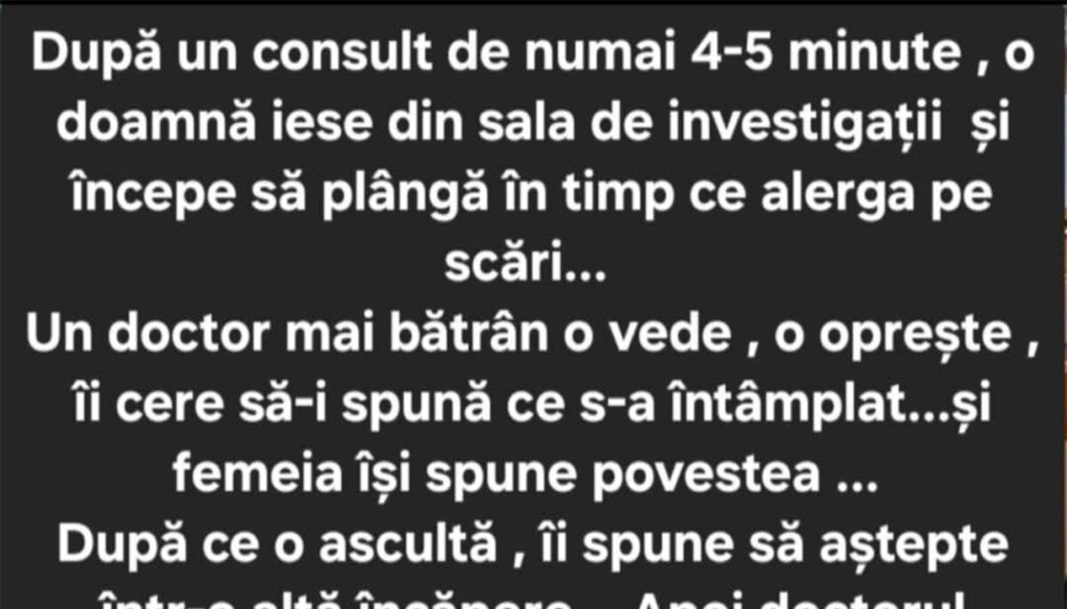 Imagine Stire BANC | După un consult de 4-5 minute, o doamnă iese din sala de investigații și începe să plângă | 2review.ro