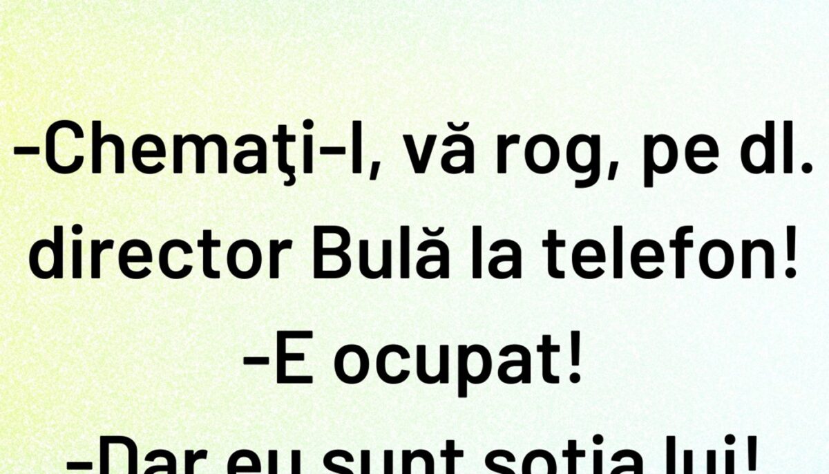 Imagine Stire Bancul de sâmbătă | „Chemați-l, vă rog, pe dl. director Bulă la telefon!” | 2review.ro