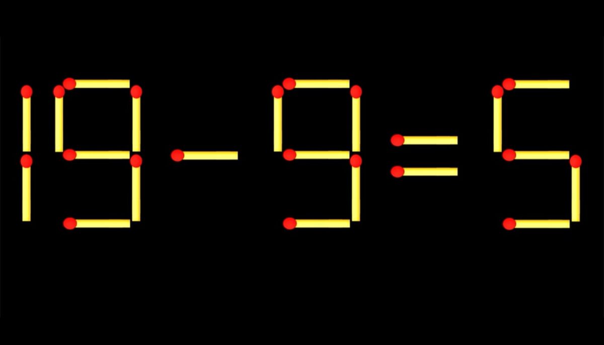 Imagine Stire Test IQ exclusiv pentru genii | 19-9=5 este greșit. Pentru a corecta egalitatea, mutați un singur chibrit | 2review.ro