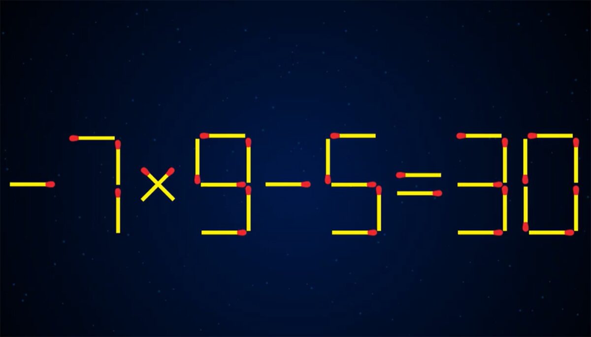 Imagine Stire Test IQ cu chibrituri | Corectați -7 x 9 – 5 = 30, mutând un singur băț | 2review.ro