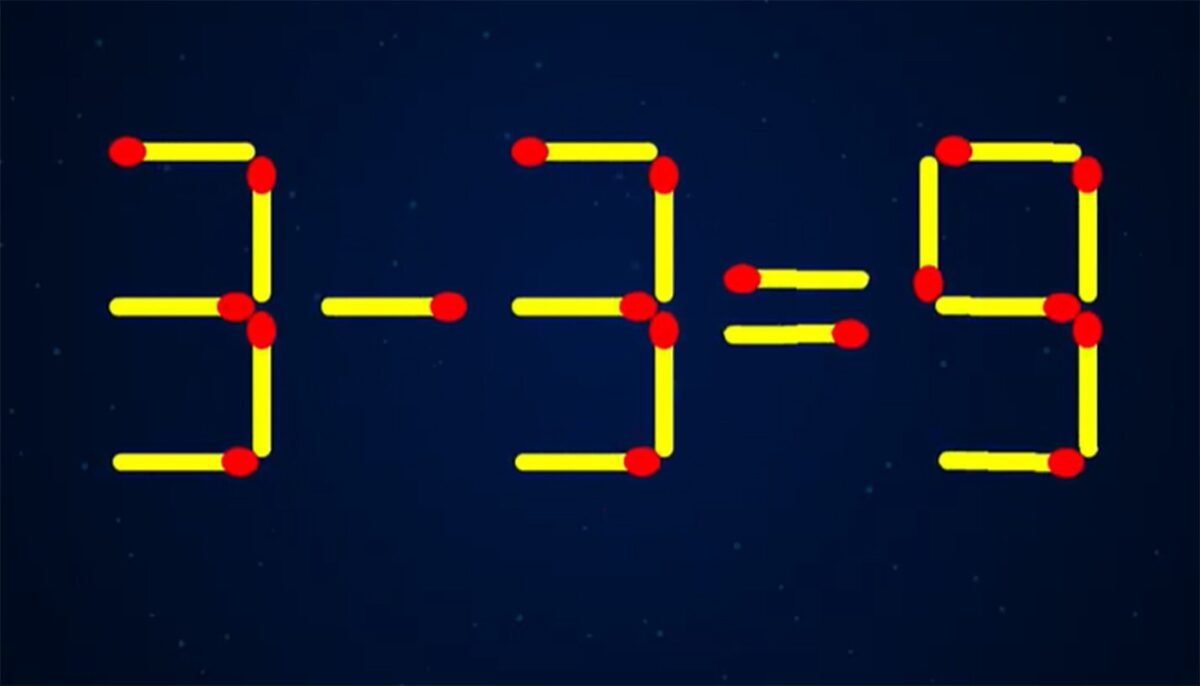Imagine Stire Test IQ exclusiv pentru genii | 3-3=9 este greșit. Pentru a corecta egalitatea, mutați 2 chibrituri | 2review.ro