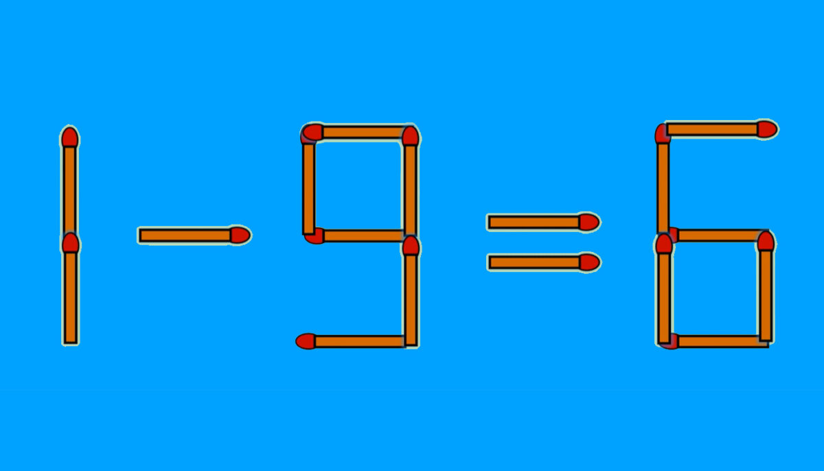 Imagine Stire Test IQ cu chibrituri | Corectați 1 – 9 = 6, mutând un singur băț | 2review.ro