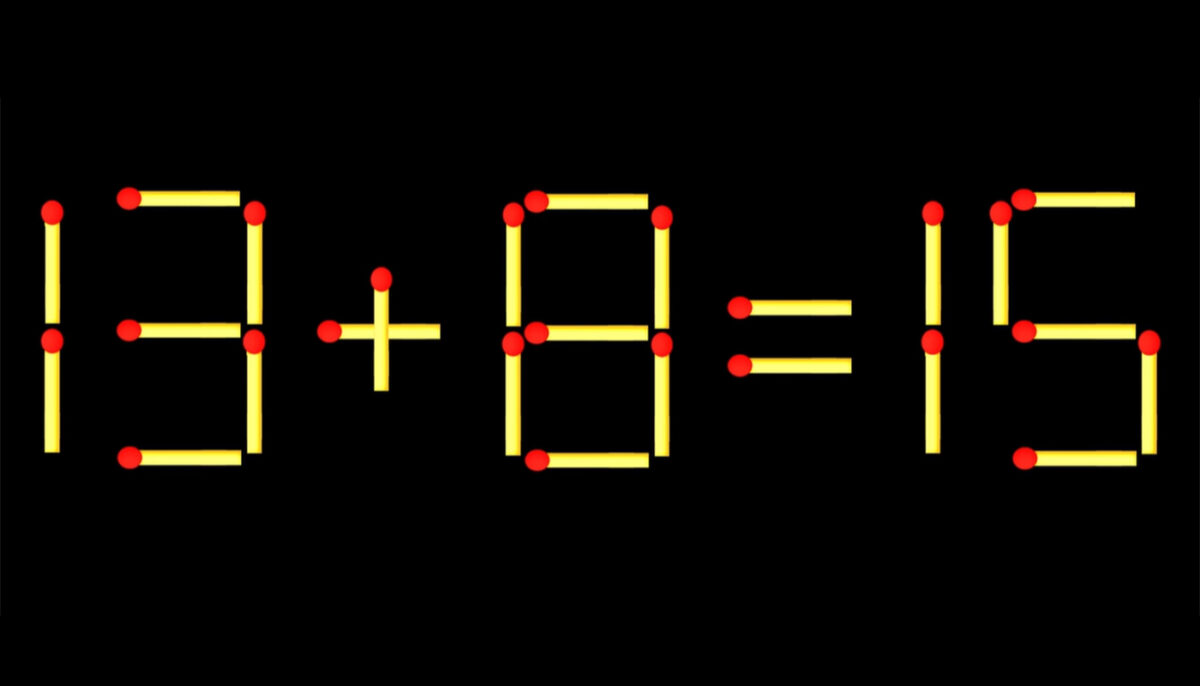 Imagine Stire Test de inteligență | Mutați un singur chibrit pentru a corecta 13 + 8 = 15 | 2review.ro