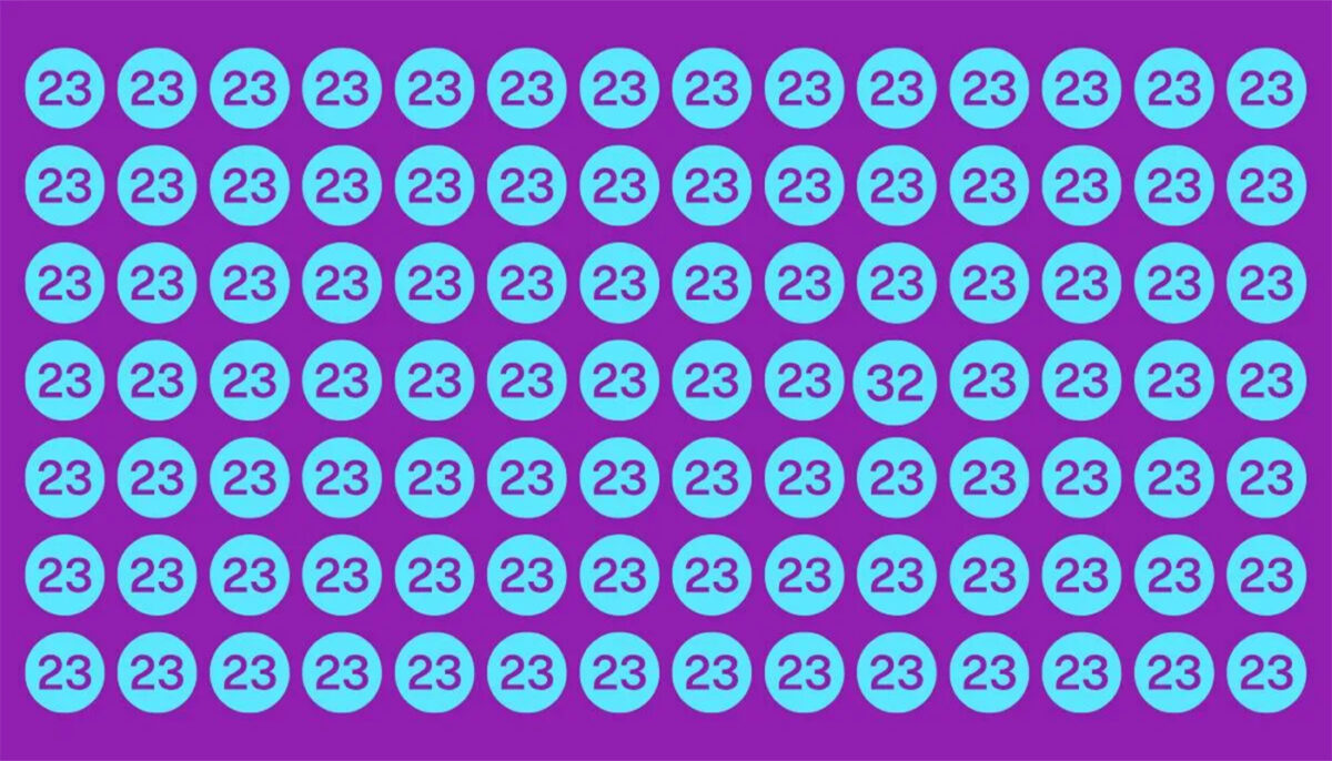 Imagine Stire Test de inteligență | Nu toate numerele din imagine sunt 23. Găsiți-l pe singurul diferit, în maximum 5 secunde! | 2review.ro